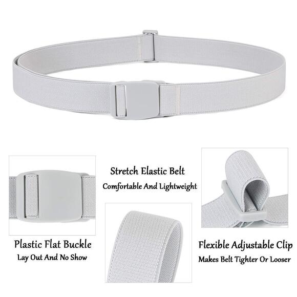 No Show Stretch Belt For Women Easily Adjustable Elastic Flat Buckle 3832 - Picture 2 of 9